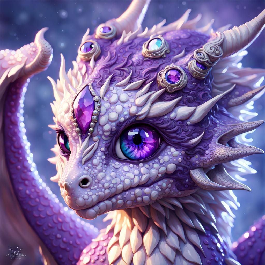 Anime Portrait of a Purple Gem Dragon