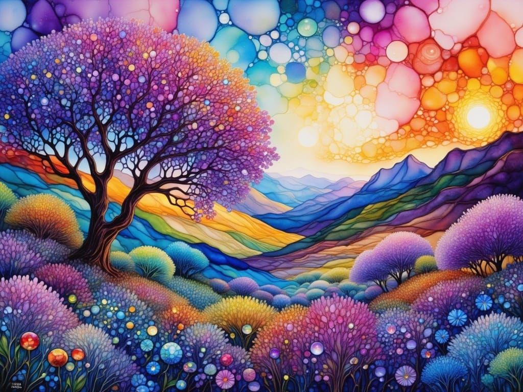 <lora:PR AlcoholWCGlass:1.0> Impasto abstract expressionism, thick paint, heavy brush strokes, a Purple Wisteria in full...