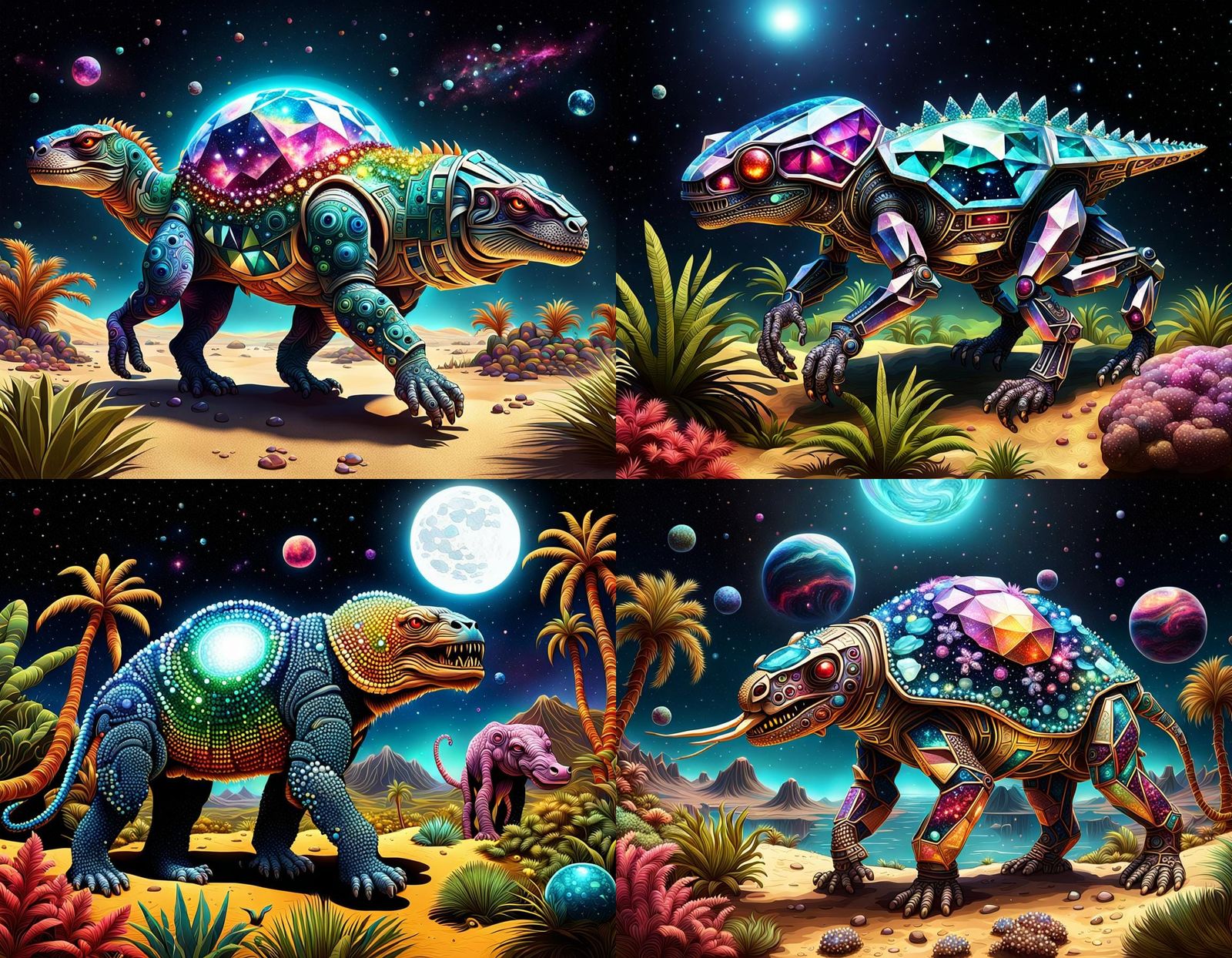 Bejeweled Galactic Oasis with Mutant Animals