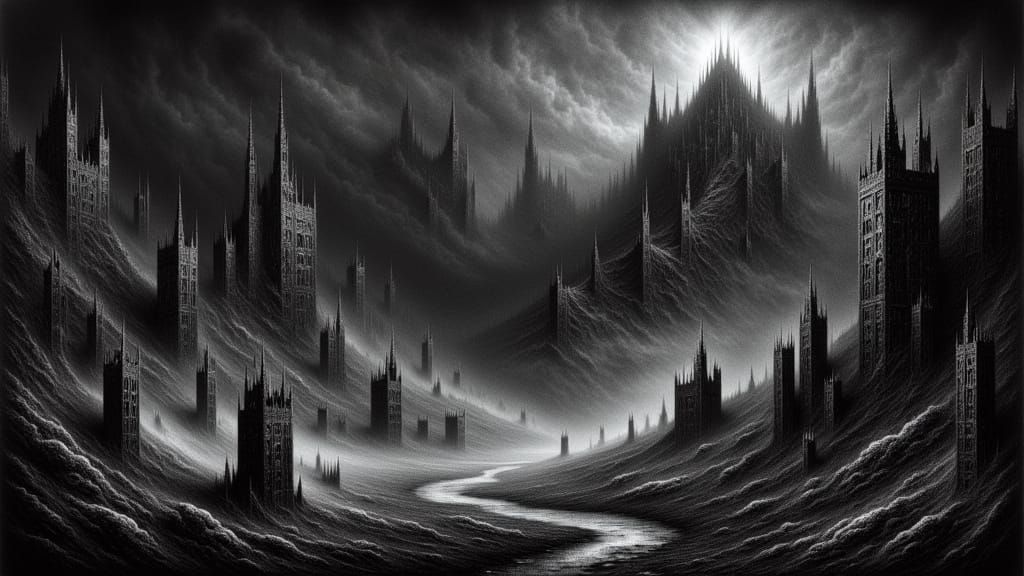 Dark Metal Album Artwork in Gothic Horror Style
