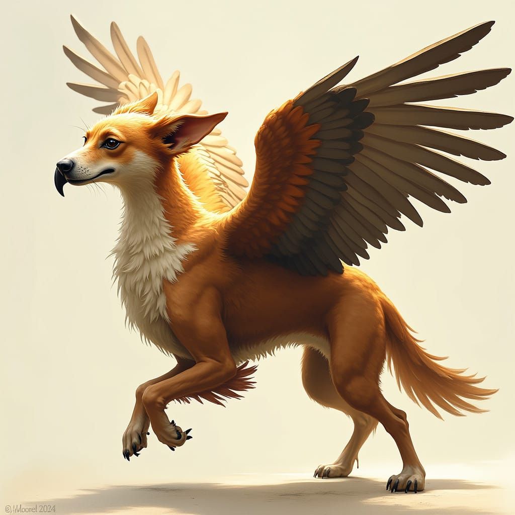 Dog and Eagle Hybrid in Majestic Flight