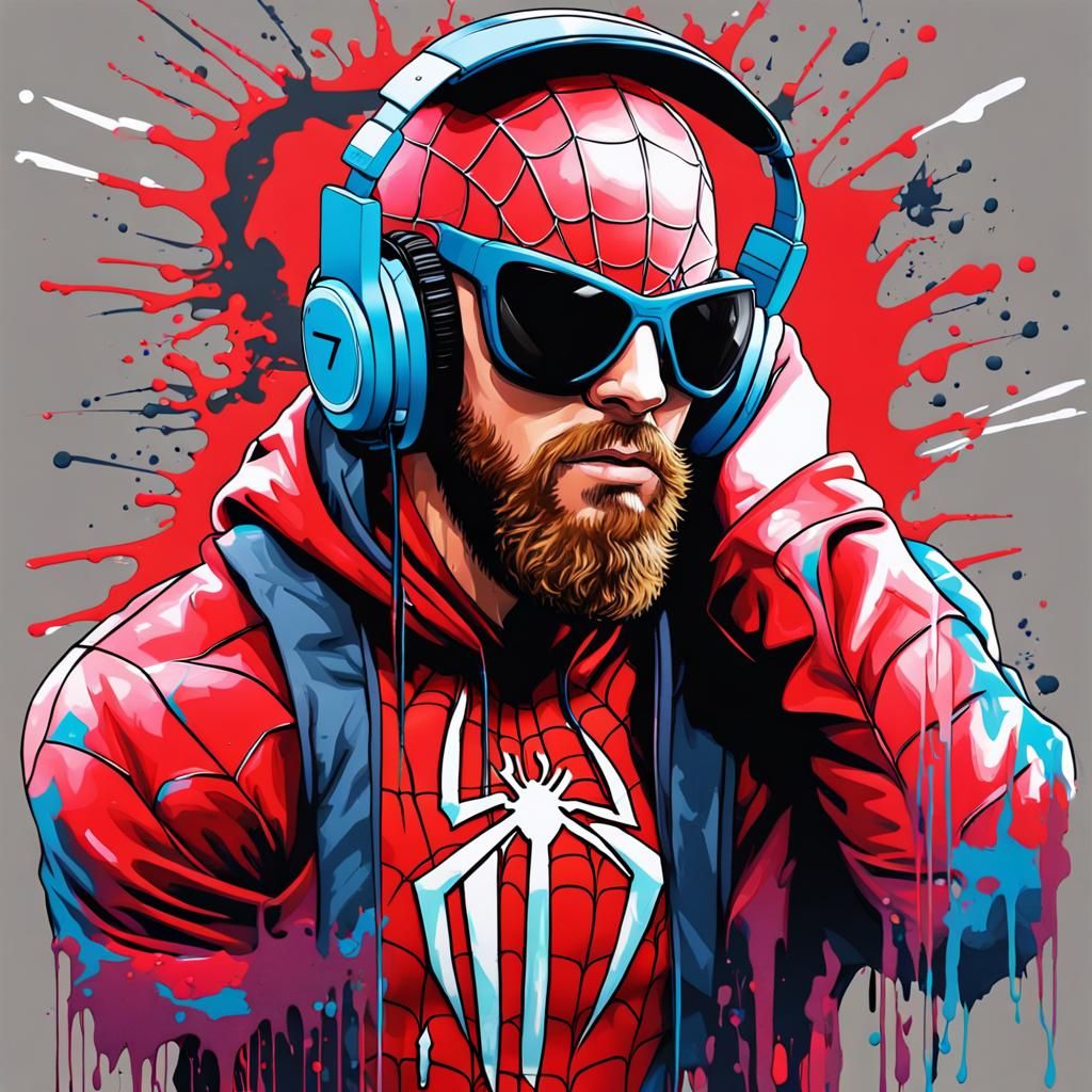 Travis Kelce as Spiderman in Graffiti Art