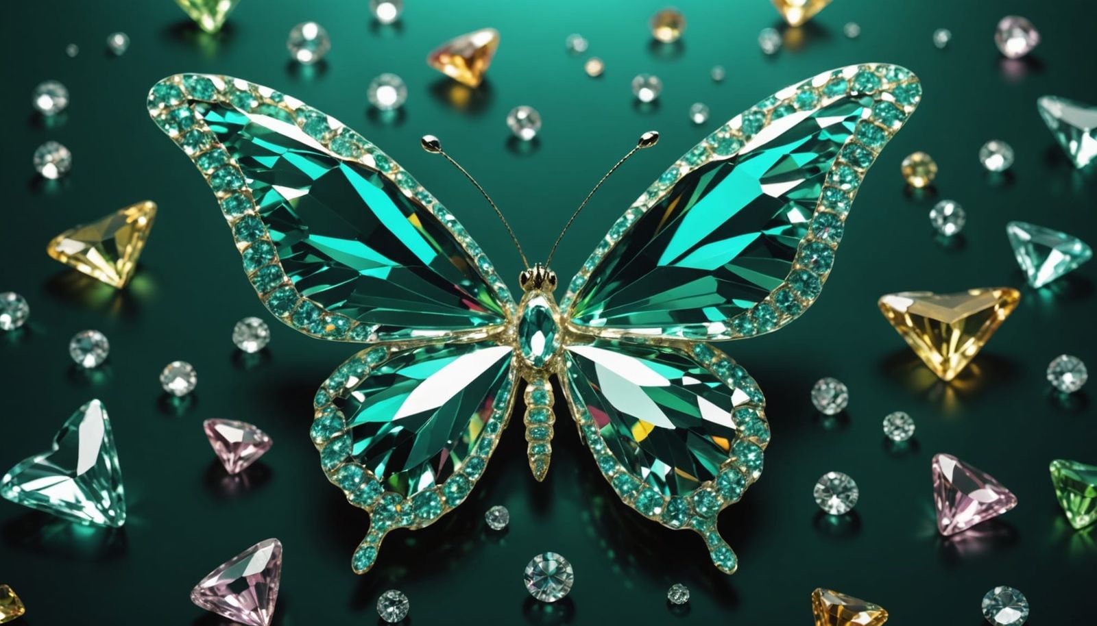 Abstract Crystal Butterfly with Diamond Shine