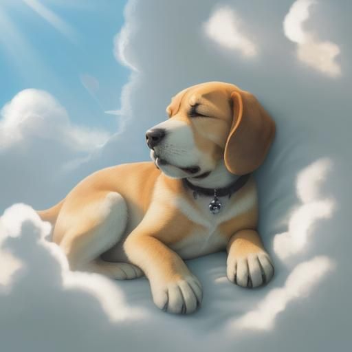 Beagle Labrador Mix Dog Sleeping Peacefully on Cloud