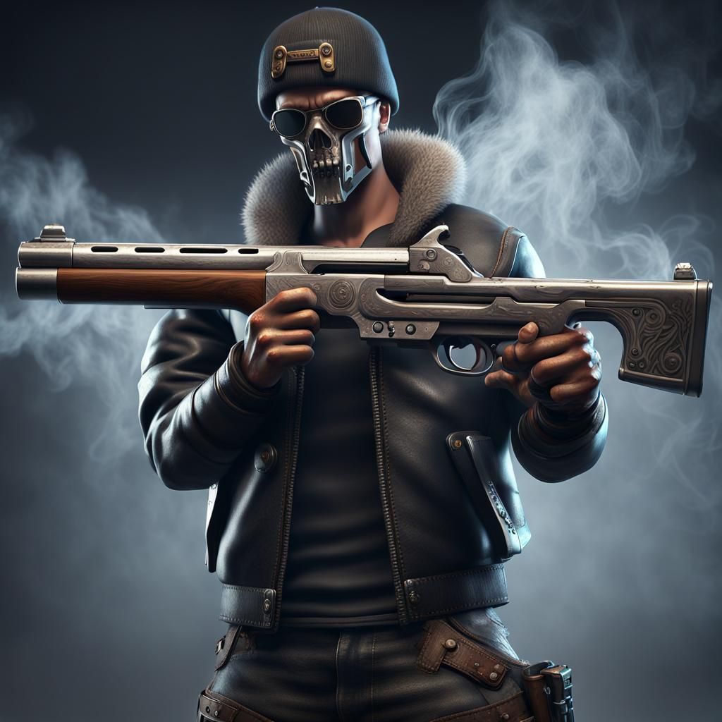 Metalhead with Shotgun in Cinematic 3D Render