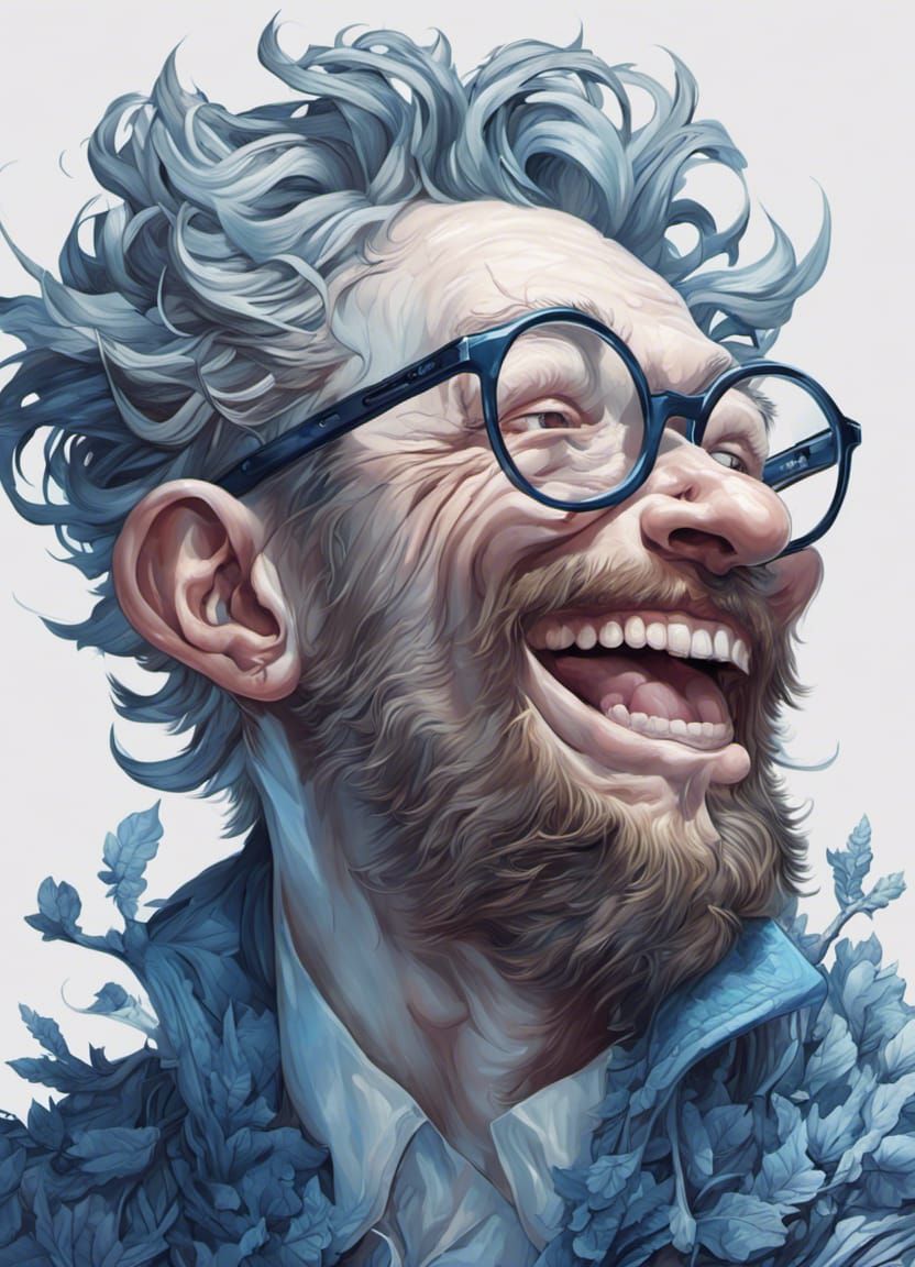 Laughing Man Portrait in Digital Illustration Style
