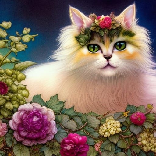 Polychromatic Chibi Cat on Wine Veranda