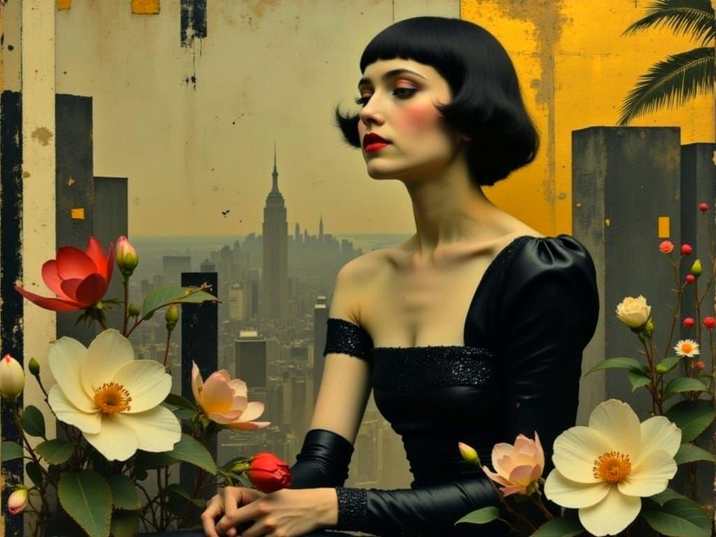 Art Deco Gardenia in Textured Impasto Style