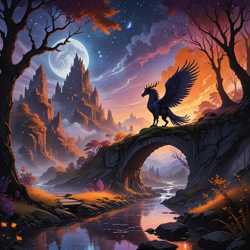 Fantasy Landscape Under Mystical Twilight