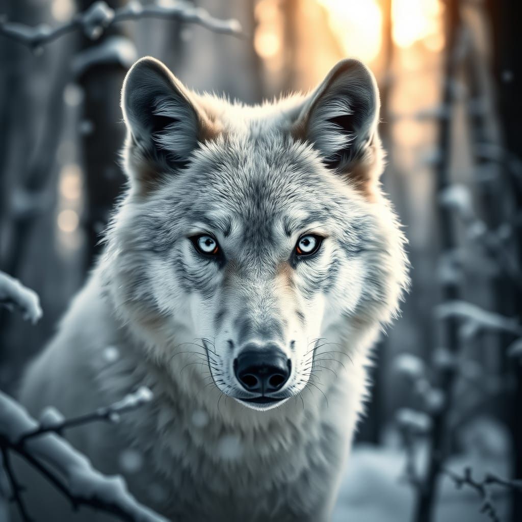 Sleek White Wolf in a Winter Wonderland