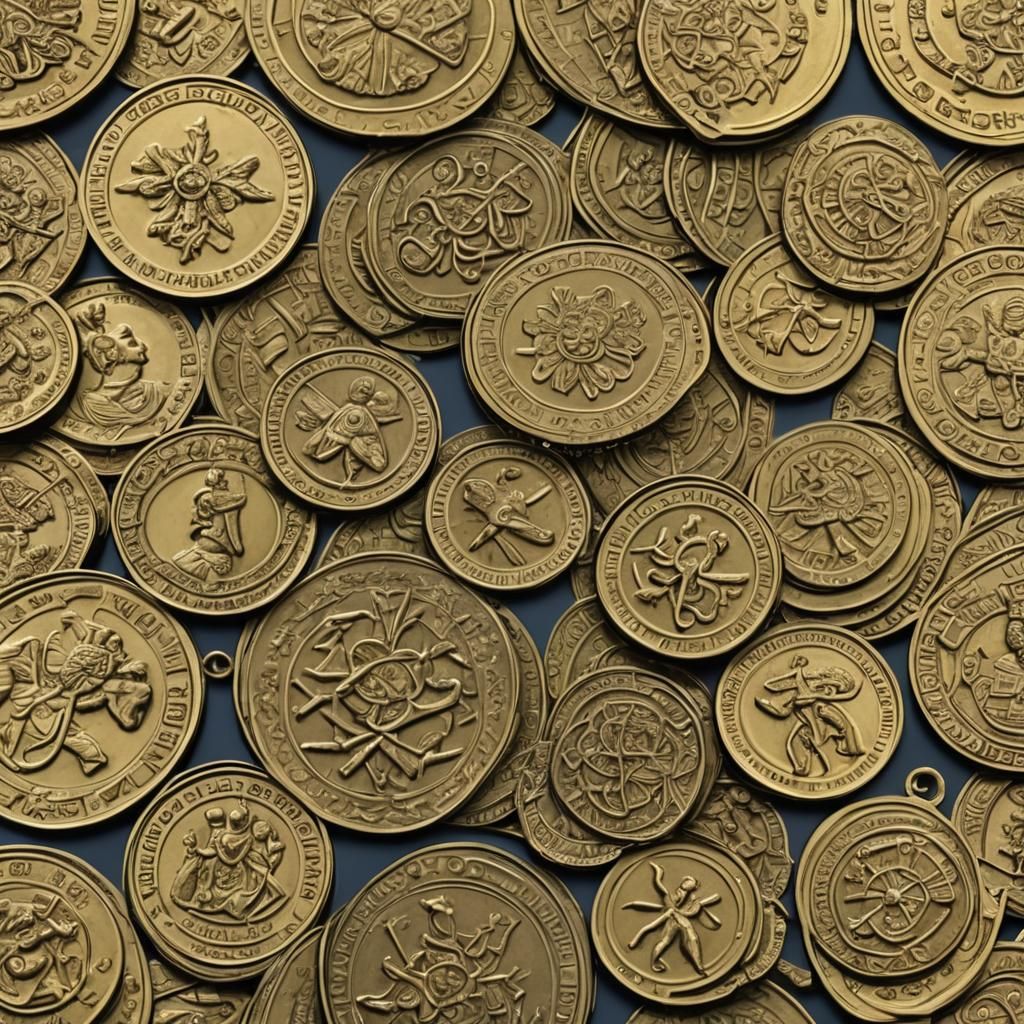 Jeweled Gold Coin with Letter Q Logo