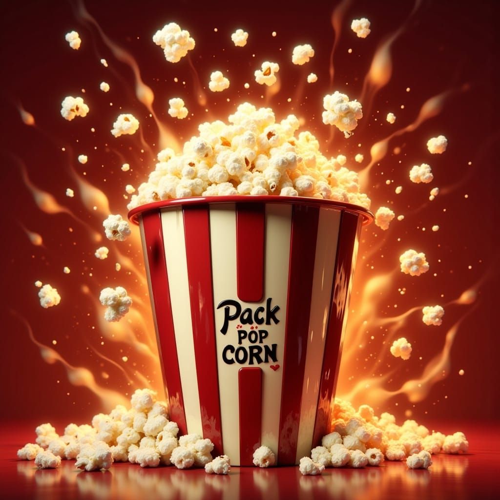 Popcorn Film Reel Logo in 3D Style