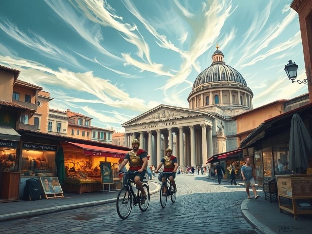 Ancient Roman Empire Government Building in Vibrant Fantasy...