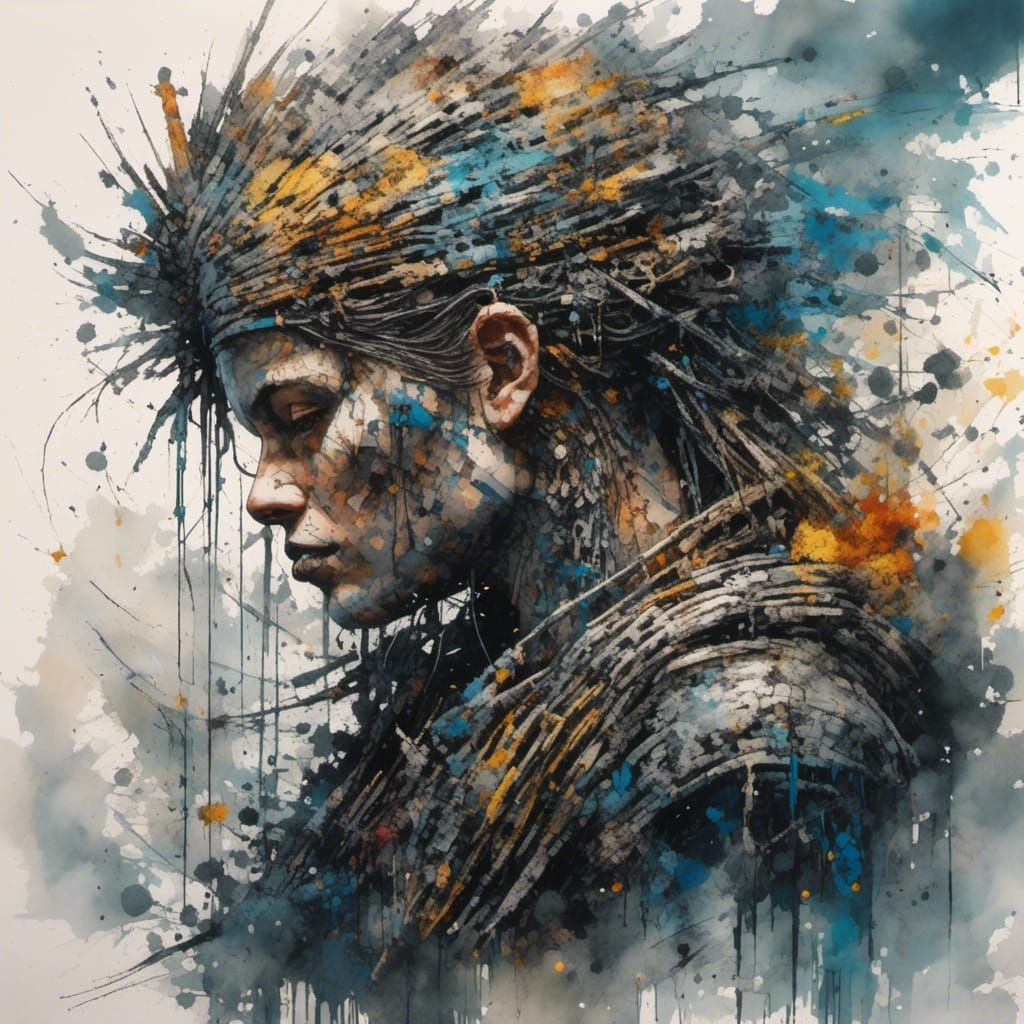 Glitch Art with Chiaroscuro Lighting and Smoke