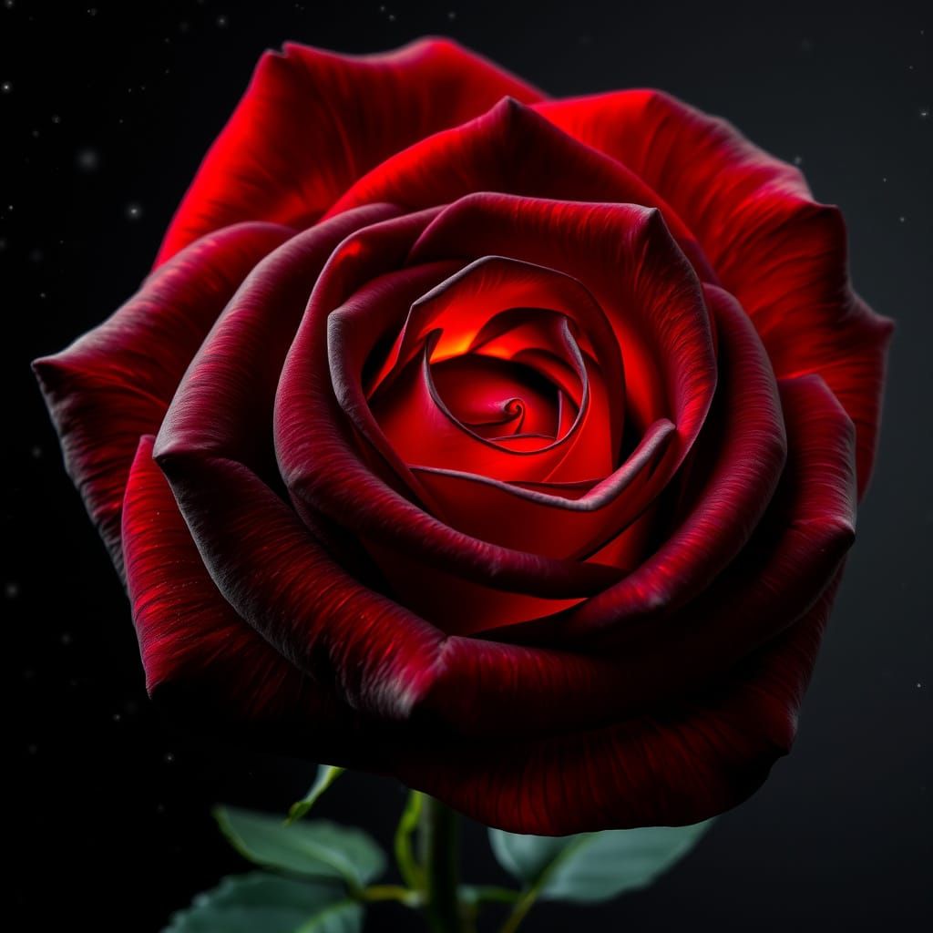 Dark Fantasy Black Rose Blooms with Vibrant Red Petals