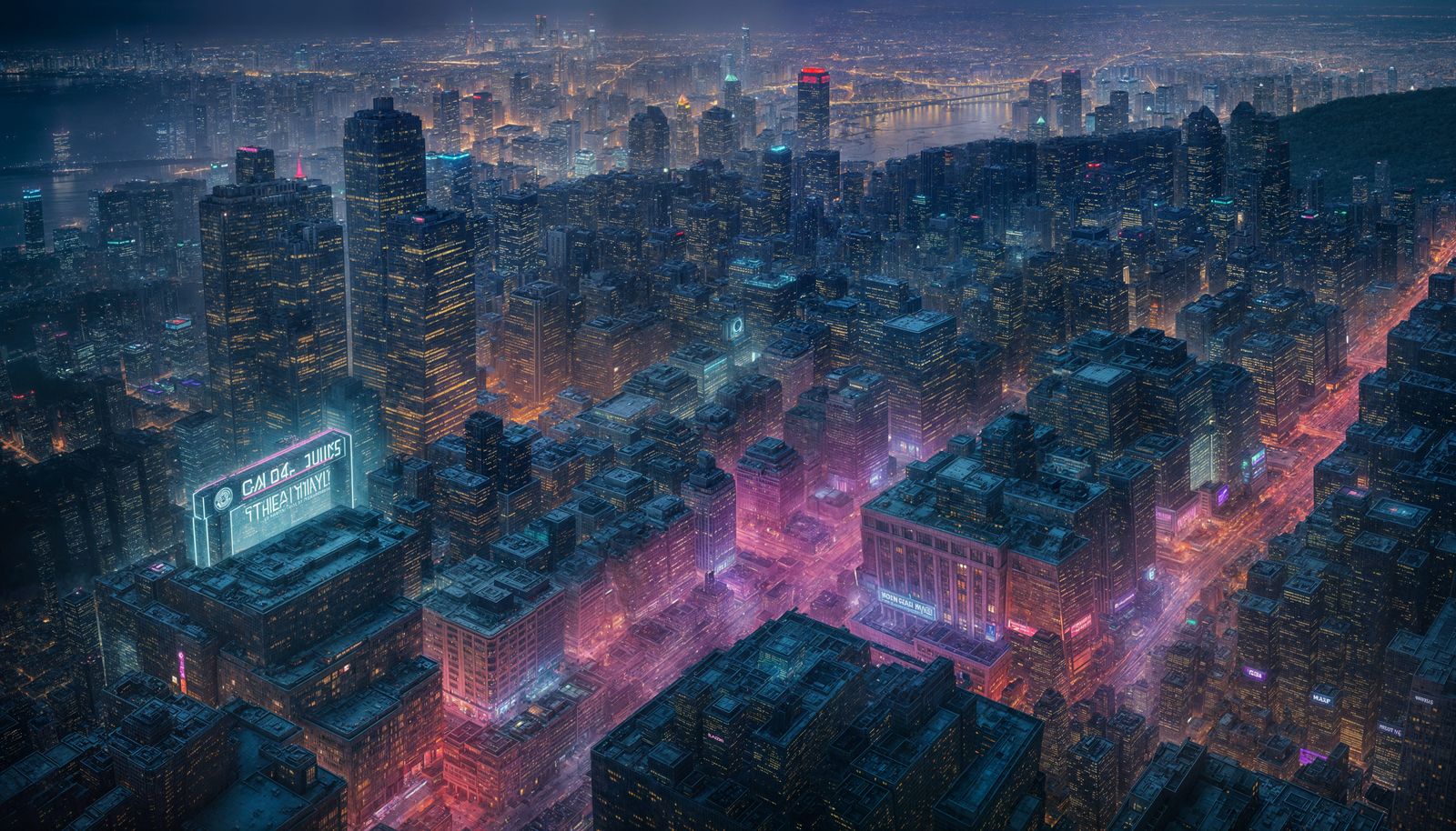 Cyberpunk Cityscape Infographic From Mont-Royal Vantage