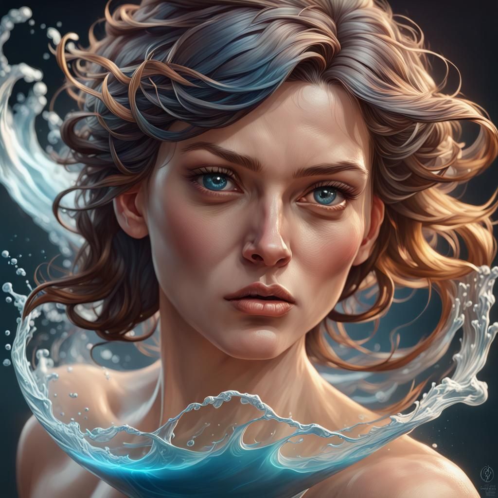 Stormy Waves in Glass: Hyperdetailed Splash Art