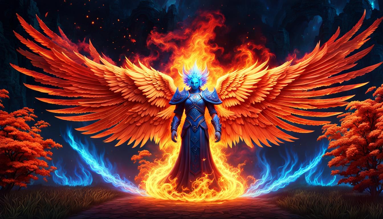 Celestial Fire Angel in Astral Fire Garden