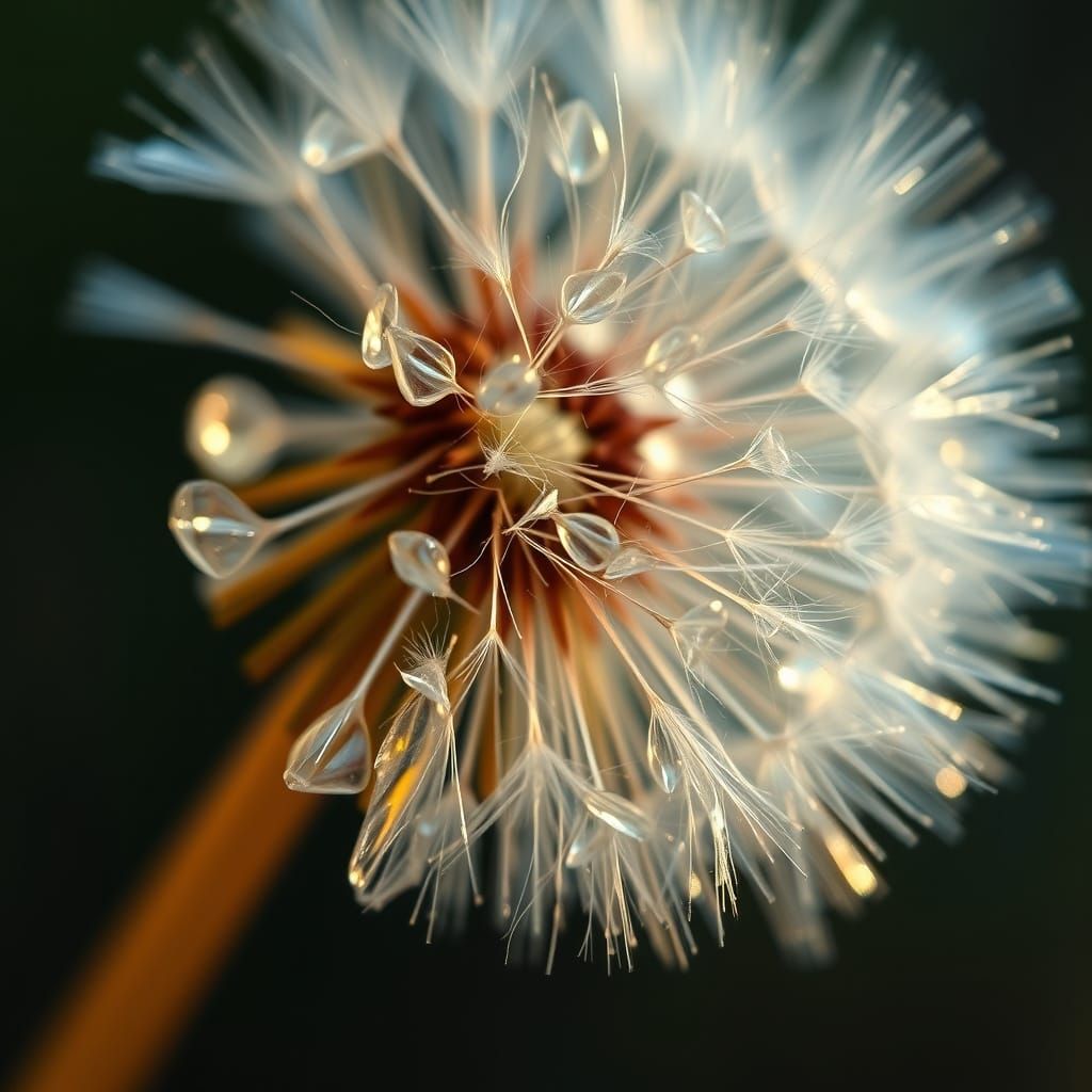 Melting Dandelion Macro Shot in Surrealist Style