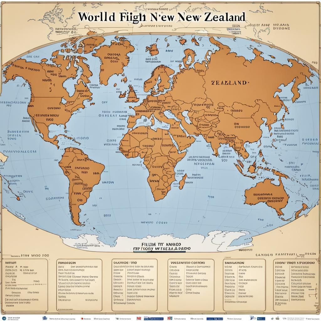 Flight Path from New Zealand to Europe on World Map