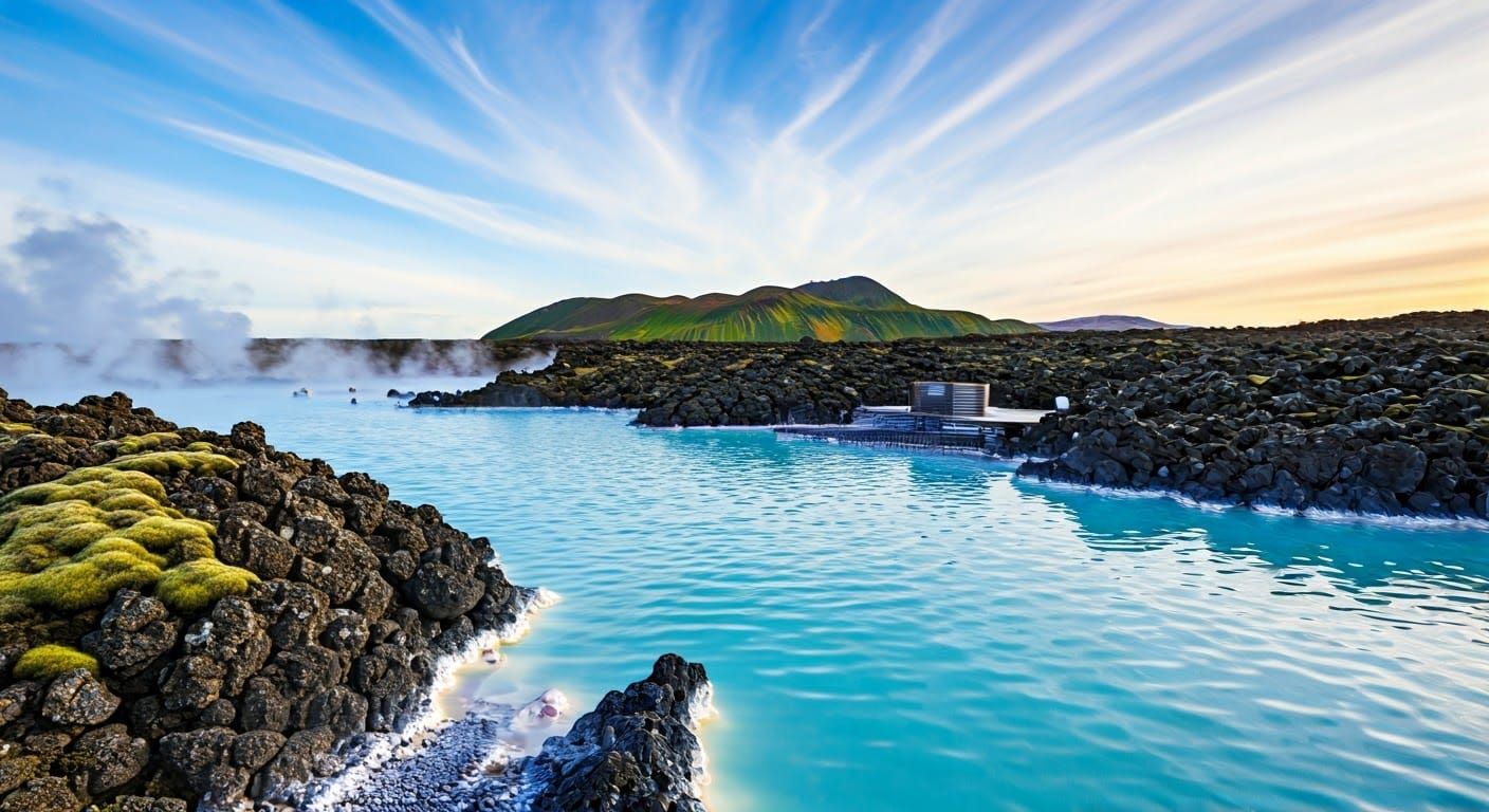 Icelandic Lagoon in Dreamy Blue Light