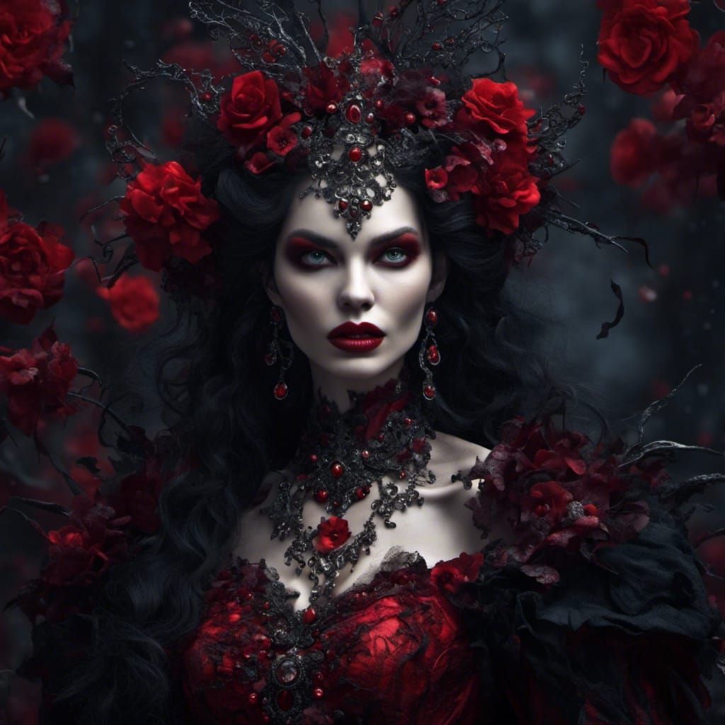 Hyperrealistic Portrait of a Vampire Queen