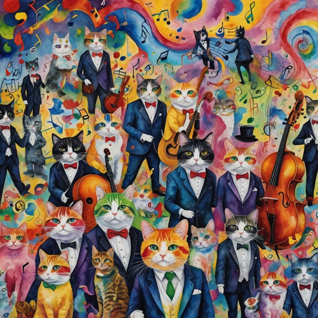 Cats' Wedding in Surrealist Style