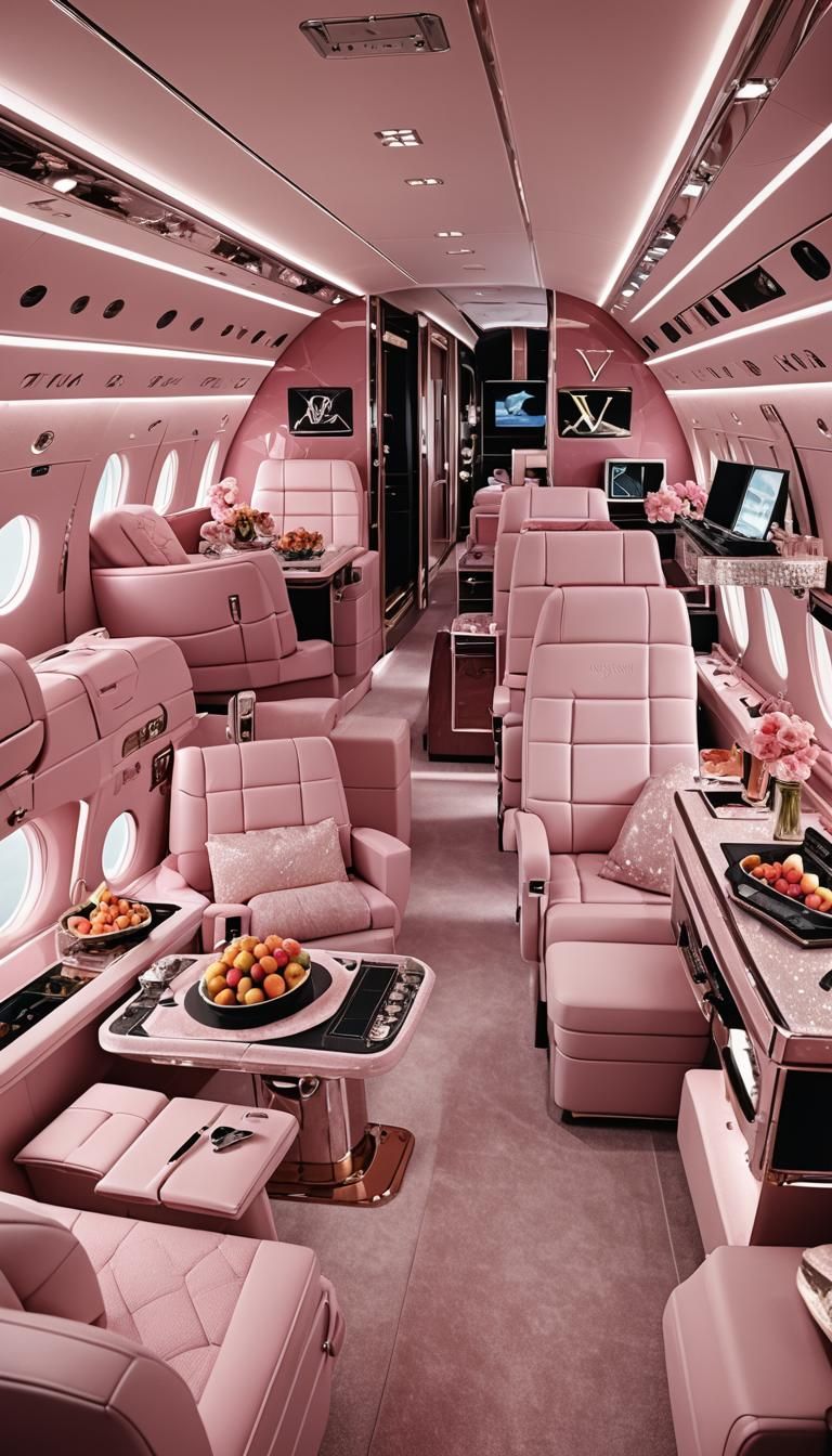 Luxury Pink Louis Vuitton Private Jet Interior