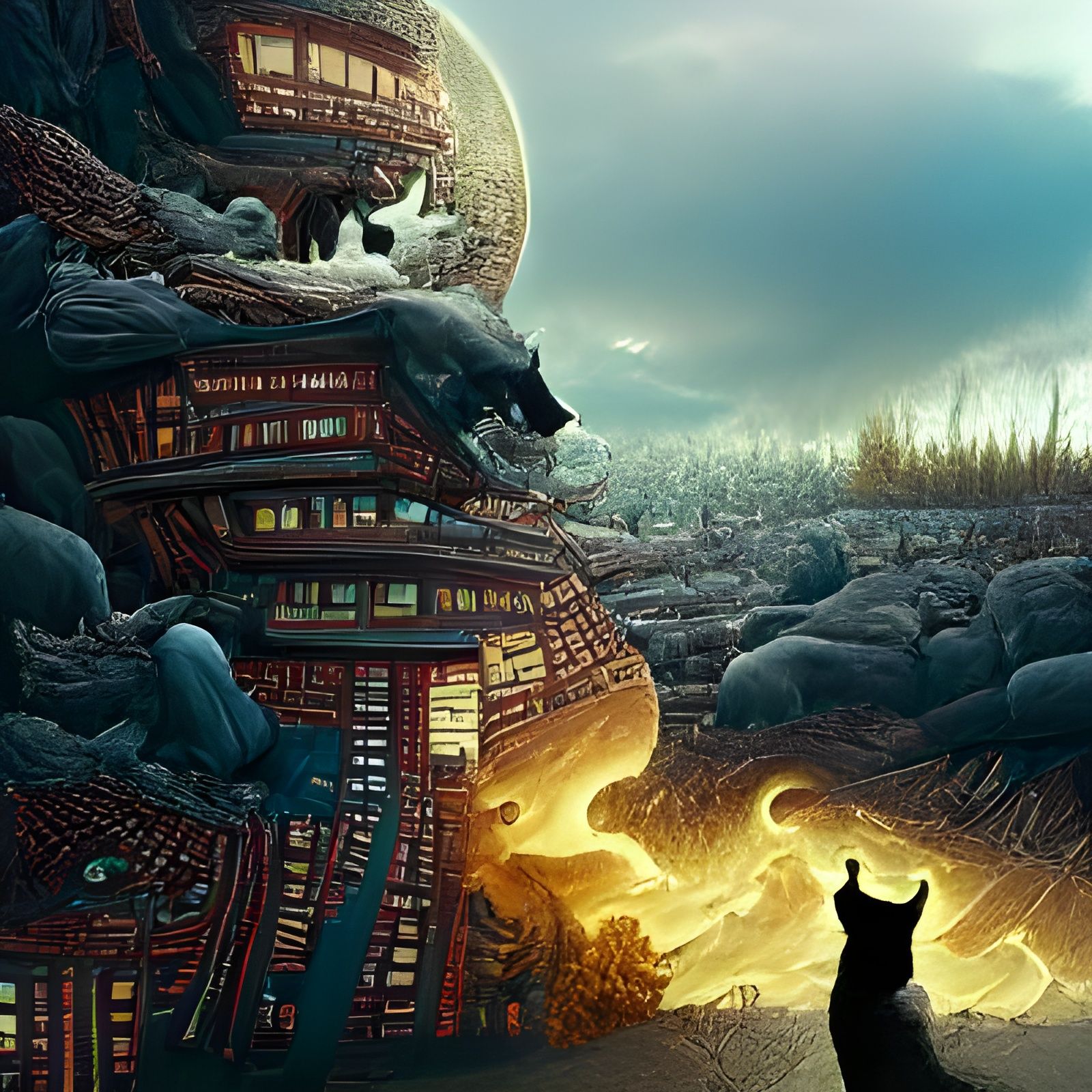 Imaginative Cats in Dark Fantasy Style