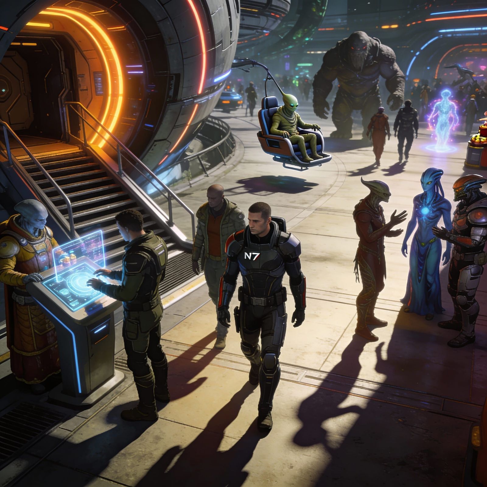 Commander Shepard Arrives at Citadel with Party