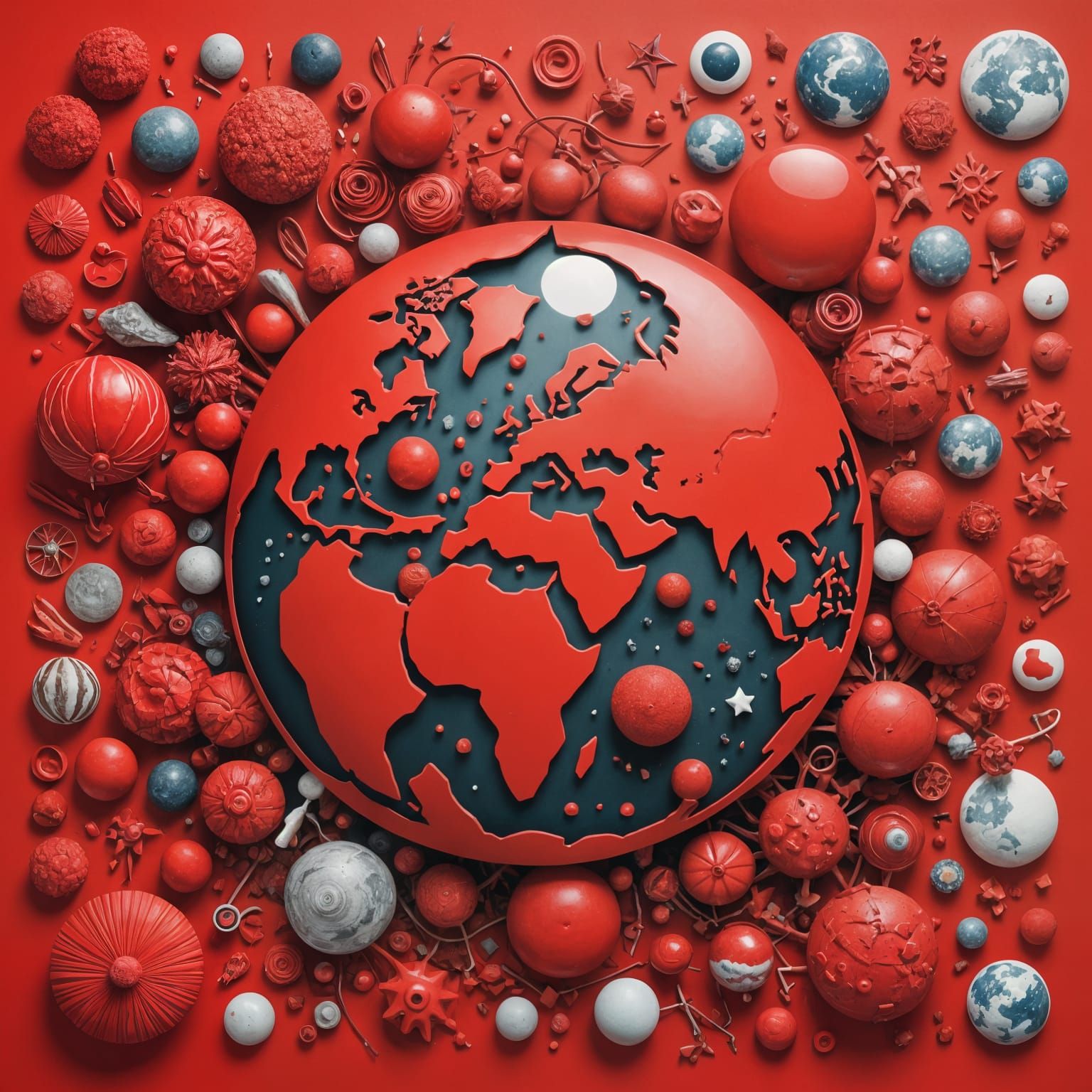 Vibrant Red World: An Artistic Combination