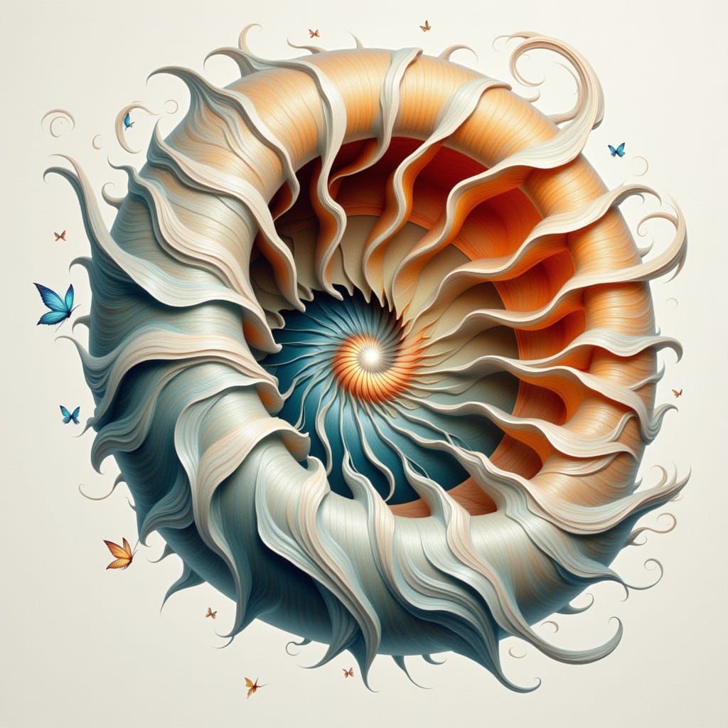 Giant Nautilus Shell Reveals Geometric Vortex in Dreamlike S...