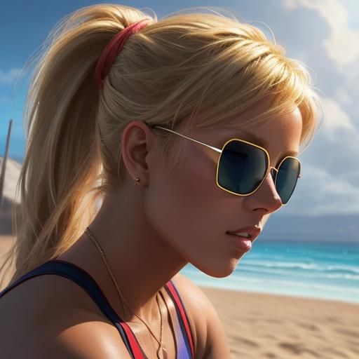 Hyperrealistic Beach Volleyball Player in Splash Art Style