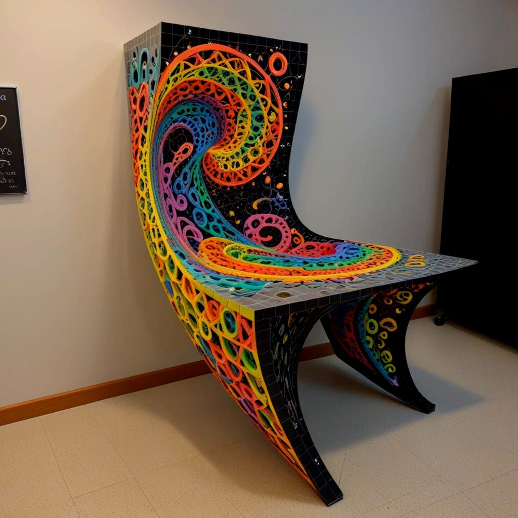 Abstract Geometric Curves in Psychedelic Colors