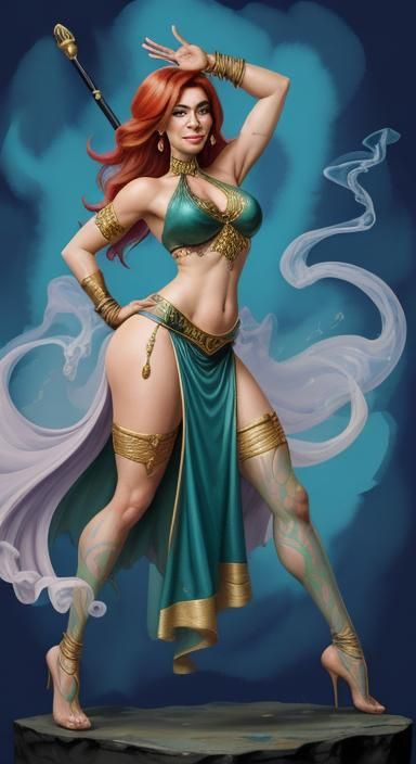 Kim Possible as Genie in Watercolor Gouache