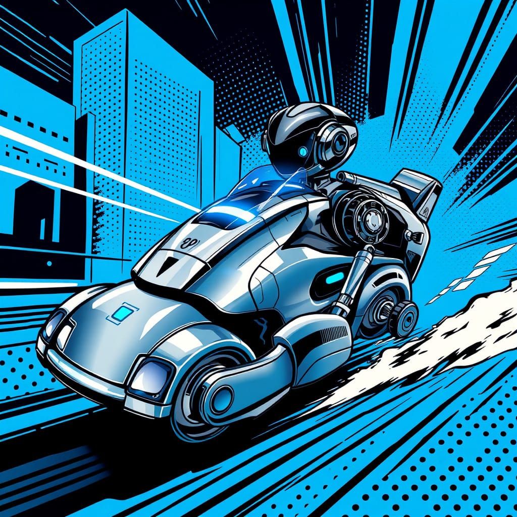 Futuristic Robot Vacuum in Vibrant Pop Art Style