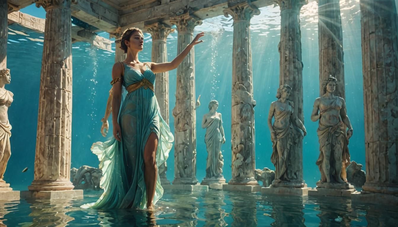 Underwater Greek Woman in Ethereal Light
