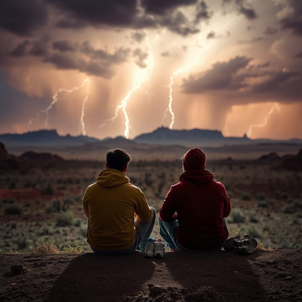 Dramatic Desert Stormwatch in Cinematic Style
