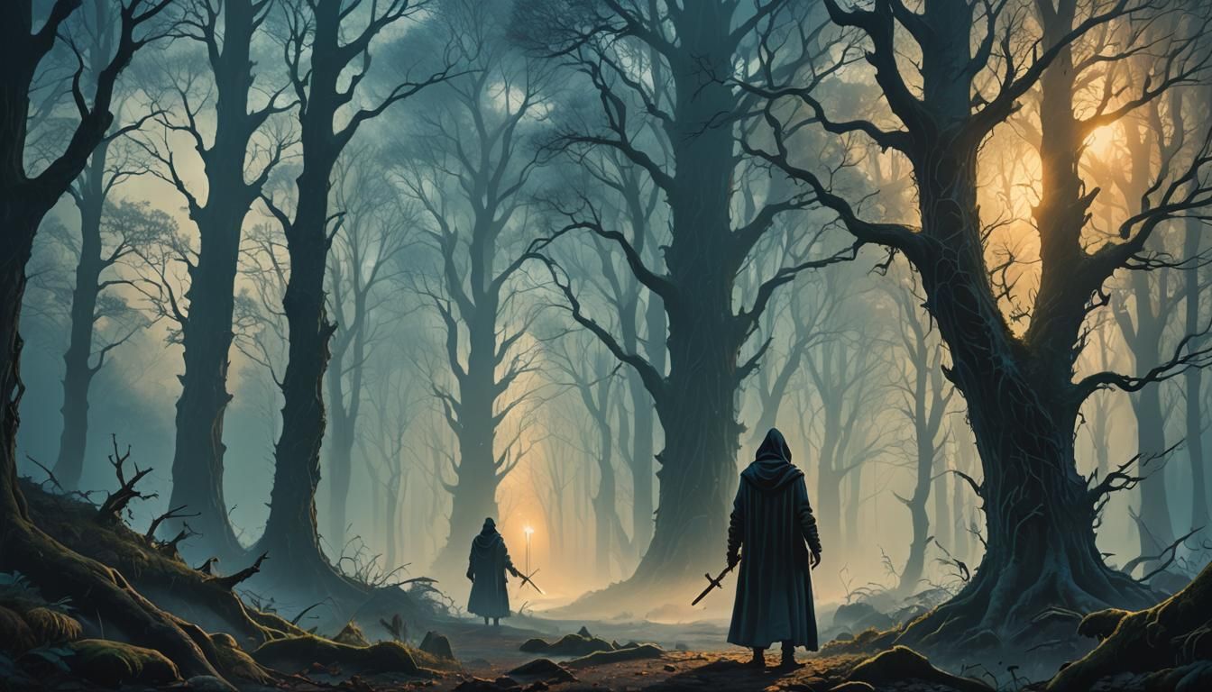 Mystical Forest Guardian in Dark Fantasy Concept Art