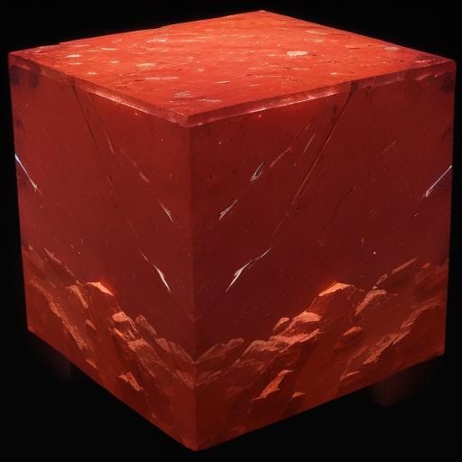 Strawberry Cube on Pedestal in Dreamlike Setting