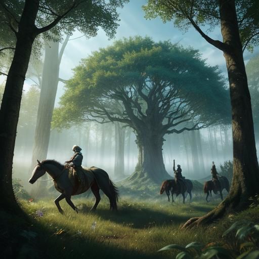Mystical Horses in a Dreamy Forest