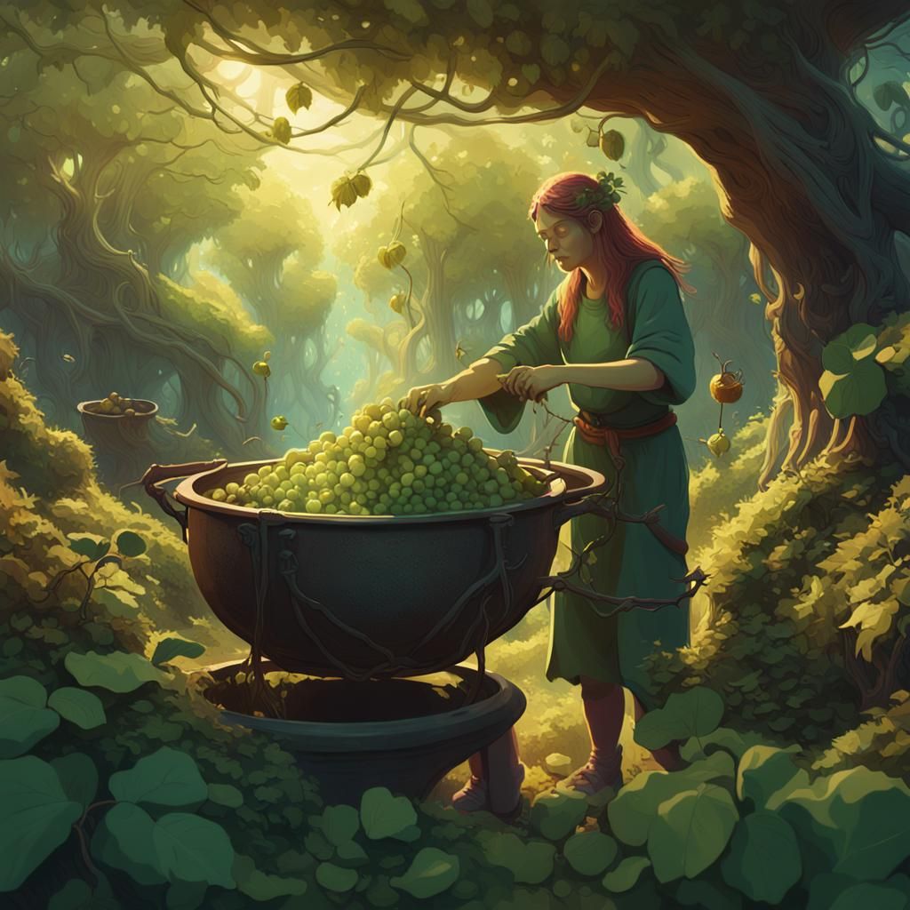 Bramble Dryad Brews Fruit Wine: Fantasy Concept Art