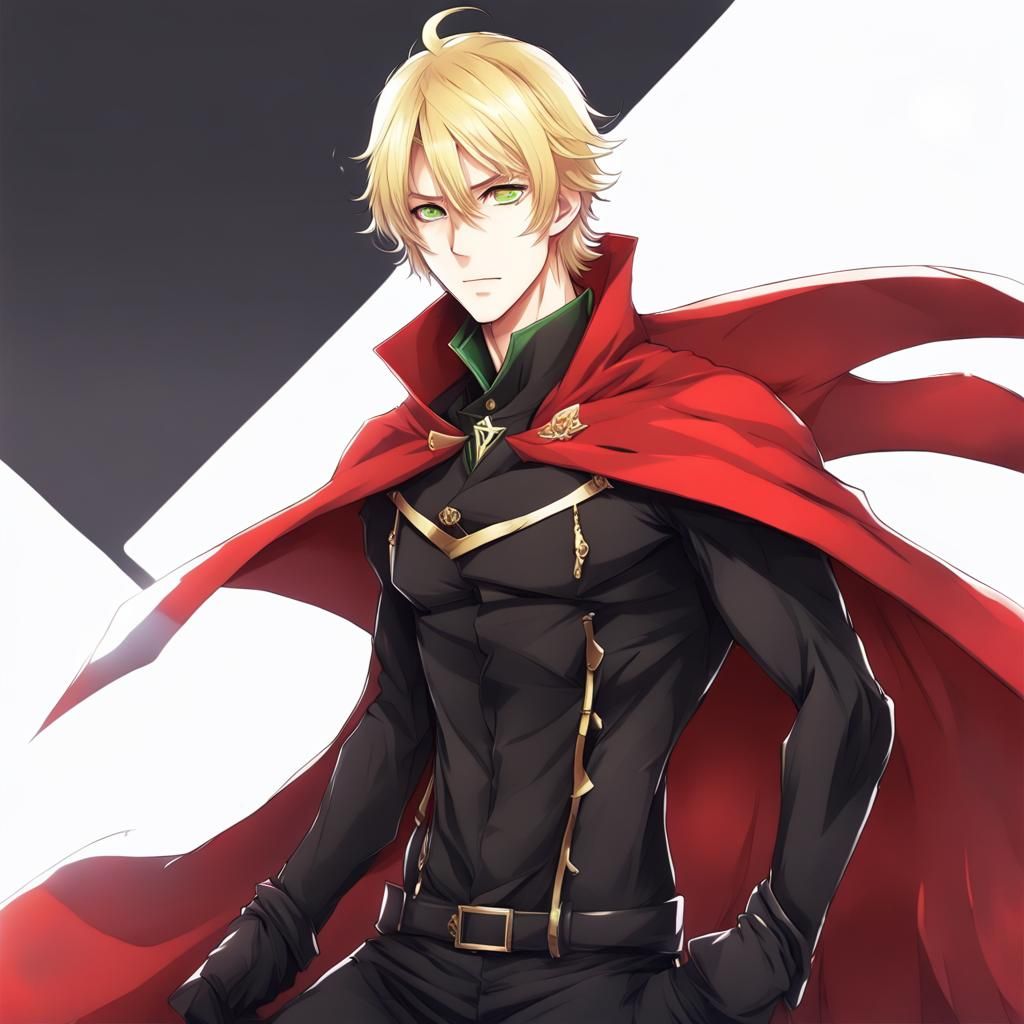 Anime Style Heroic Figure with Blonde Hair