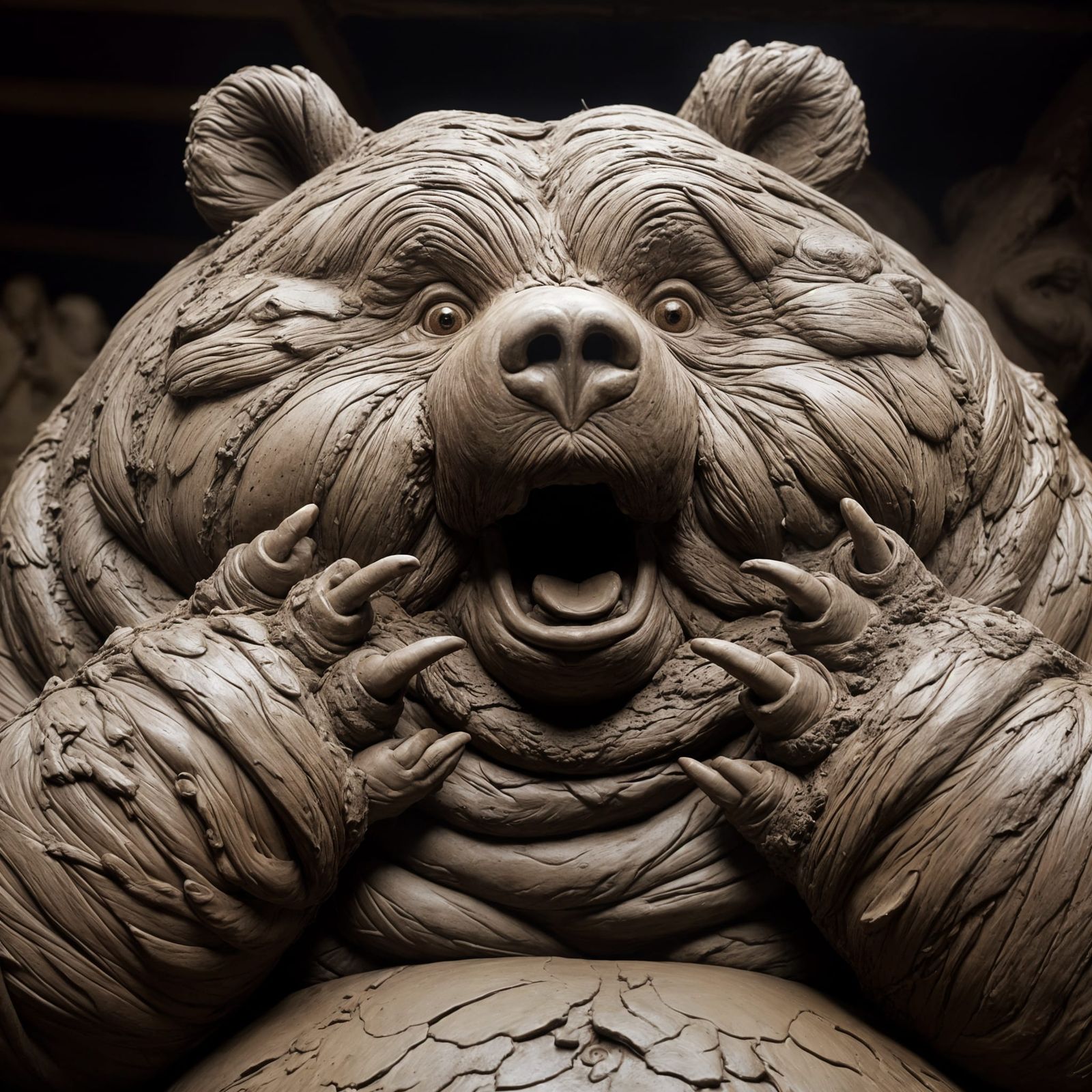 Surprised Clay-Covered Kodiak Bear in Artistic Photo