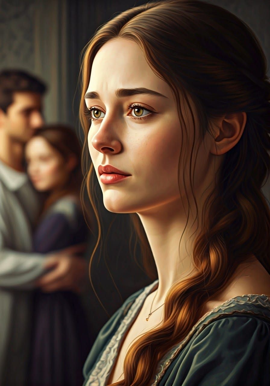 Enigmatic Woman Contemplates Love in Golden Light