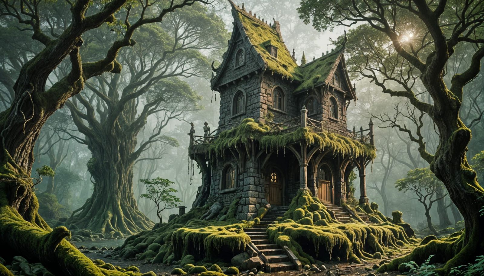 Mysterious Elven Wizard's Tower in Dark Forest