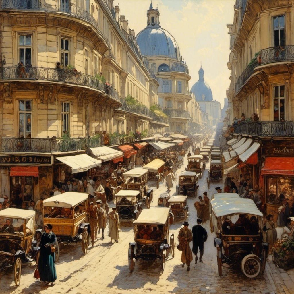 Paris Street Scene with Oriental Aesthetic