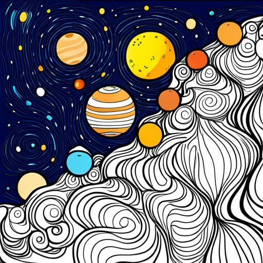 Solar System Coloring Page for Coloring Book