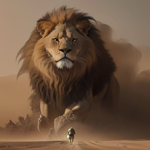 Turmoil in the Desert Storm, a Roaring Lion of Sand