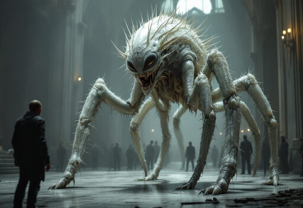 Towering Alien Creature with Humanoid Features